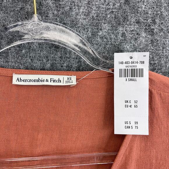 Abercrombie & Fitch Women's Blouse Tie Front Size X-small Caramel - Picture 4 of 11